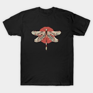 DragonFly Colorful wavey design wings sitting on the rose vector illustration T-Shirt